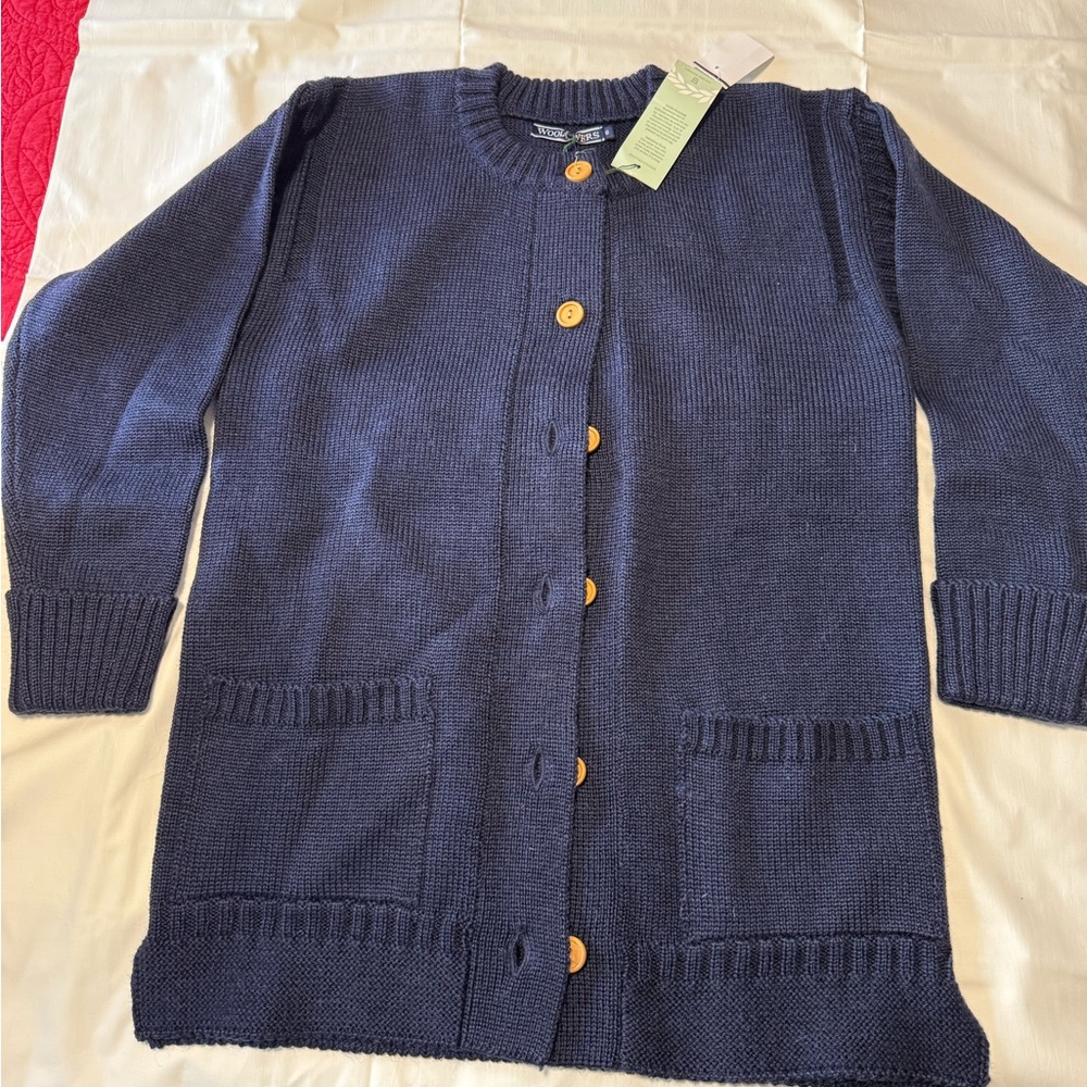 Woolovers Navy Knit Cardigan with Button Accent